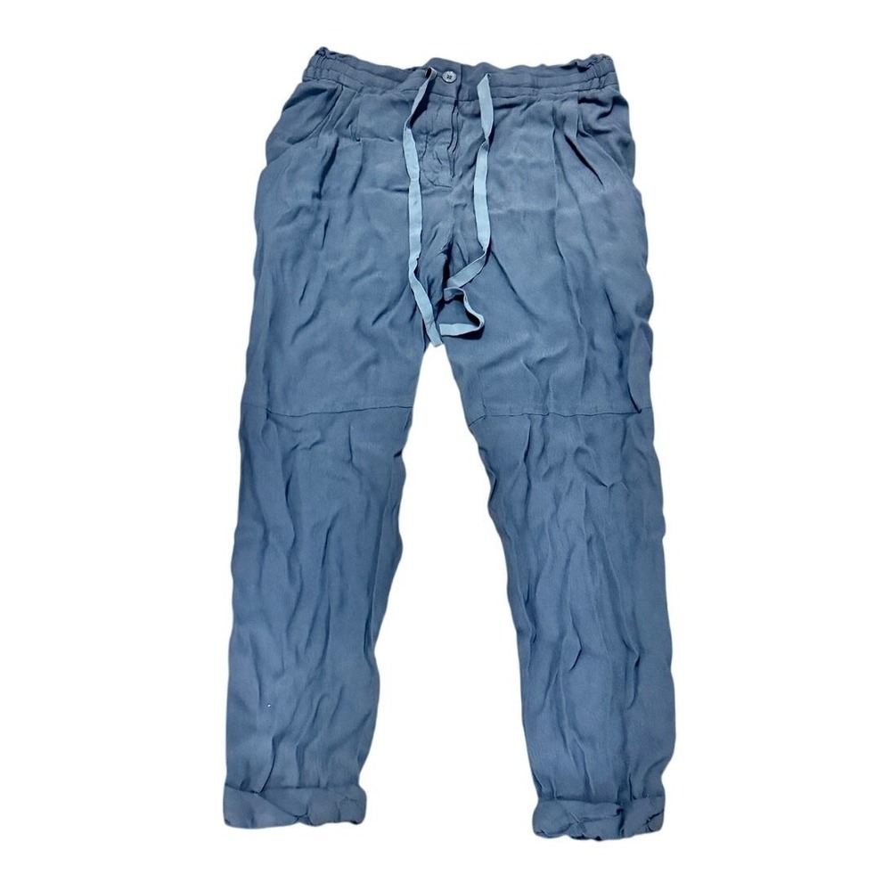 Aritzia Wilfred Gray Silk Blend Drawstring Pants Small Relaxed Tapered